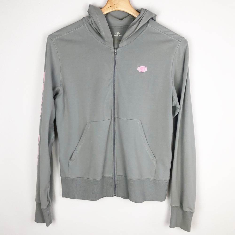 Mossy Oak Full Zip Hoodie Jacket Gray Pink Medium - Picture 2 of 8